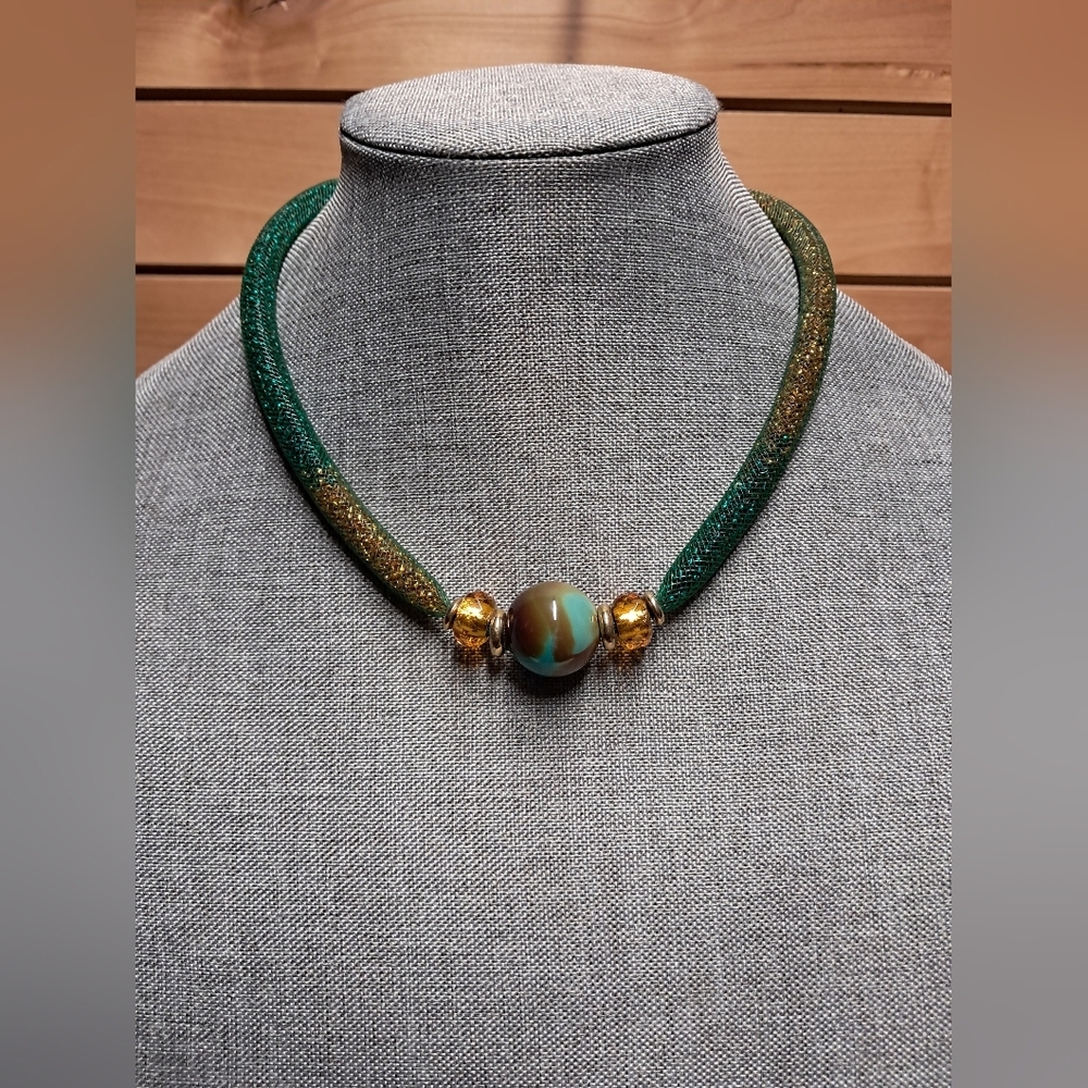 Murano Glass Beaded Mesh Necklace